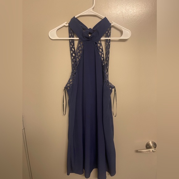 LULUS Navy Blue Lace Halter Dress-Medium - Picture 6 of 6